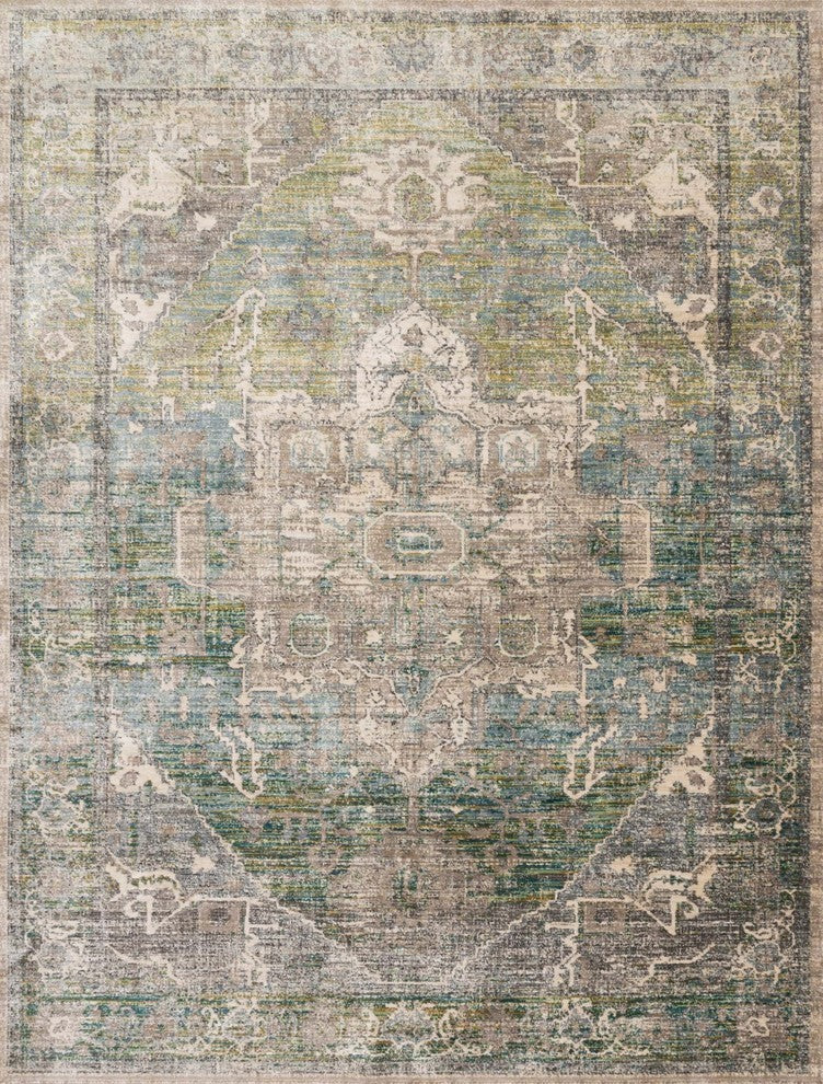 Easy Care Poly Javari Area Rug by Loloi, Grass/Ocean, 3'7"x5'2"