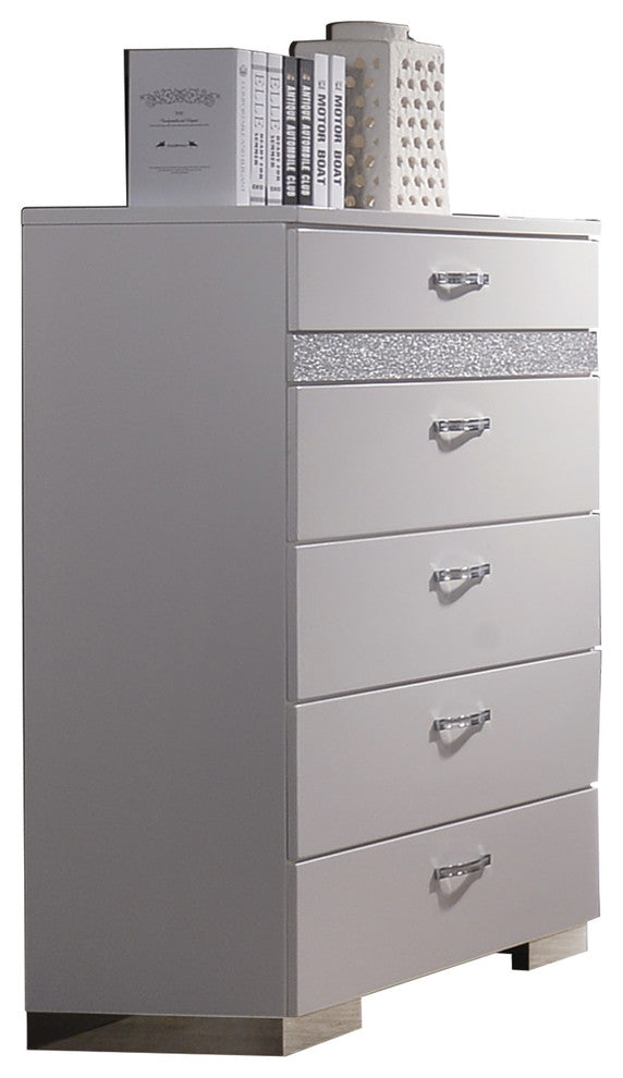 Acme Adair 5-Drawer Chest with Hidden Jewelry Drawer, White