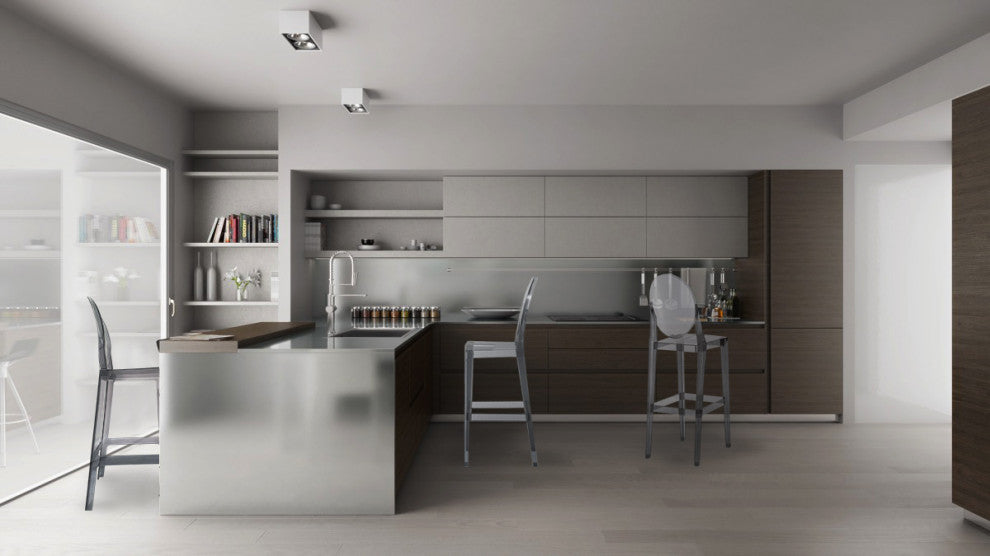 Designer Ghost Style Molded Plastic Bar Height Kitchen Stools For Dining, Smoke, Single Chair