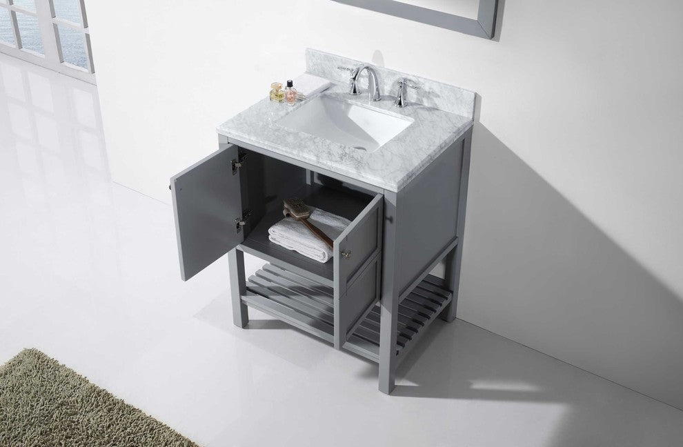 Winterfell 30" Single Bathroom Vanity Set, Gray With Mirror