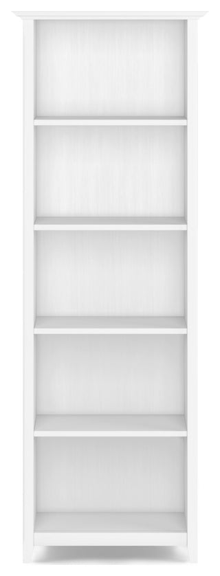 Acadian Solid Wood 5 Shelf Bookcase, White