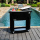 Permasteel 80 Quart Portable Rolling Oval Patio Cooler, Black