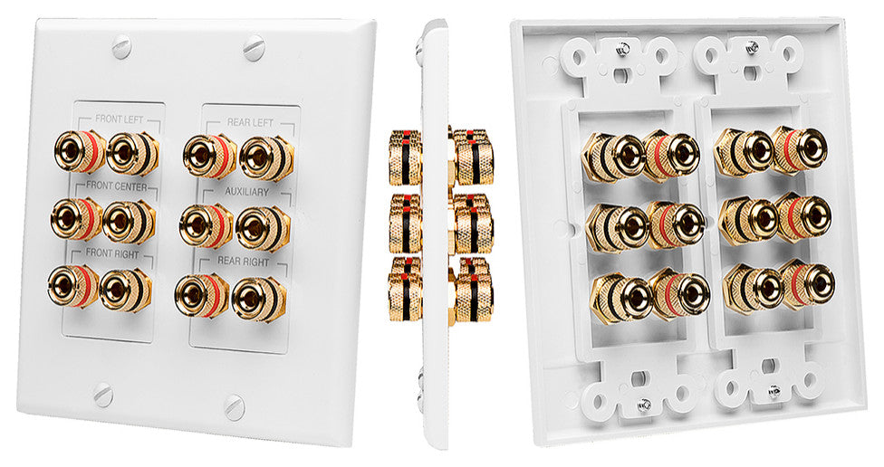 5.1 Home Theater 6 Terminal Decora Speaker Binding Wall Plate