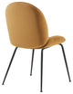 Scoop Black Powder Coated Steel Leg Velvet Dining Chairs Set of 2, Cognac