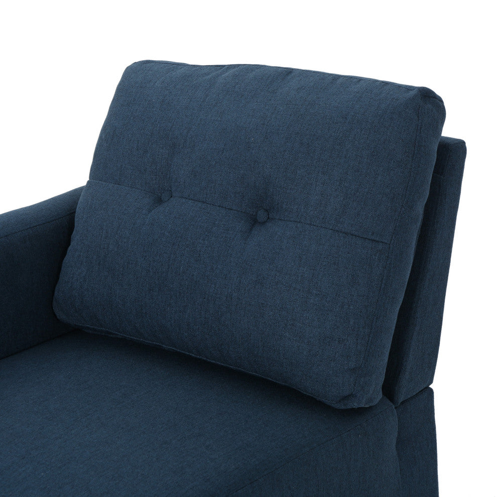 GDF Studio 7-Piece Niya Mid Century Modern Fabric Extended Sectional Sofa, Navy Blue