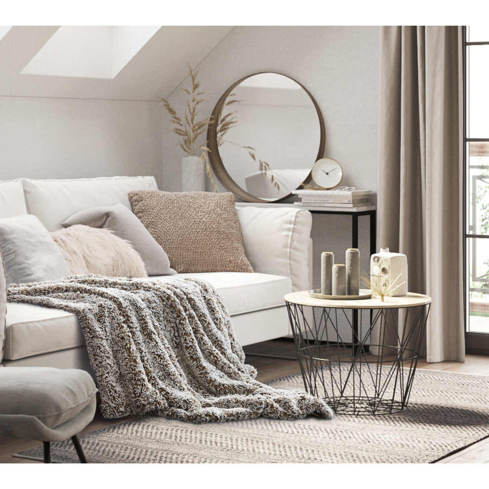 Inspired Home Lucius Throw Two Tone, Polyester 50"x60", Brown