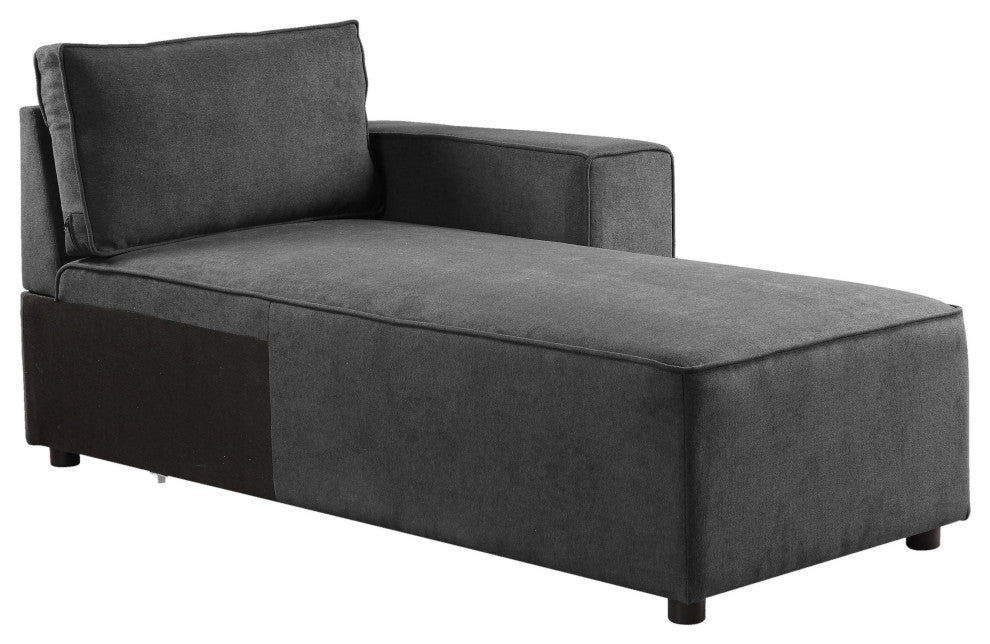 ACME Silvester Modular Chaise With 2 Pillows, Gray Fabric