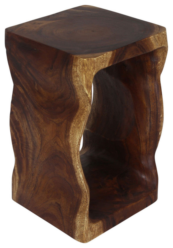 Haussmann Wood Natural Stool End Table 12 In Sq X 20 In High Walnut Oil