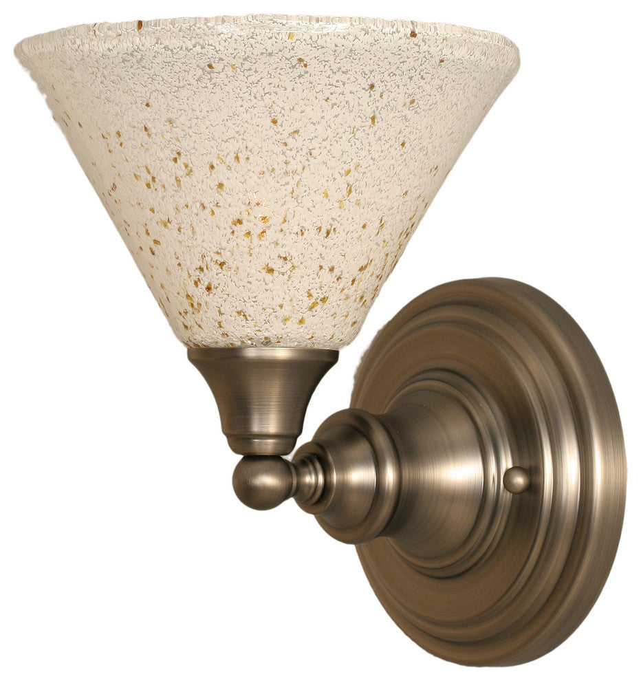 1-Light Wall Sconce, Brushed Nickel/Gold Ice