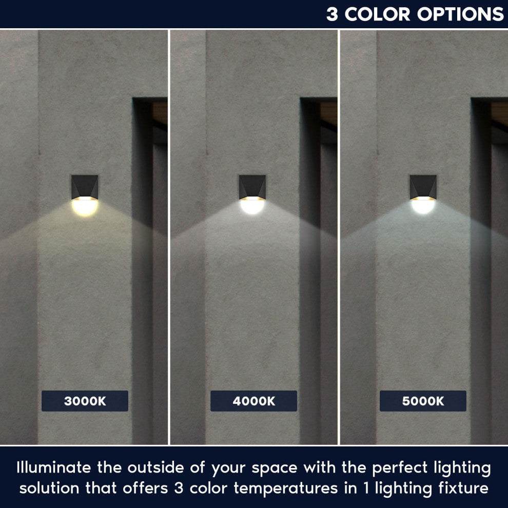 Luxrite Outdoor LED Black and Gold Wall Sconce 3CCT 6" IP65 ETL Listed