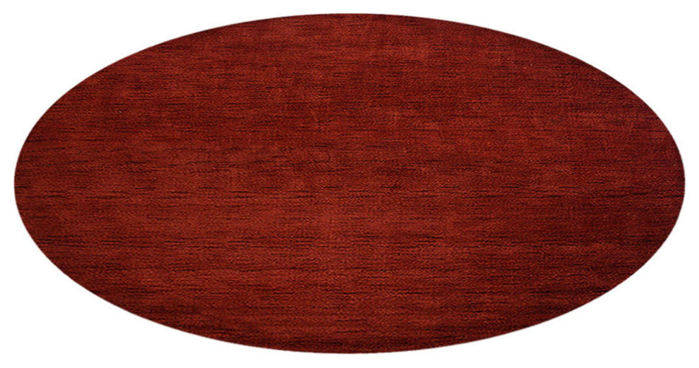 Rugsotic Carpets Hand Knotted Loom Wool Round Area Rug Solid Dark Red, 8'x8'