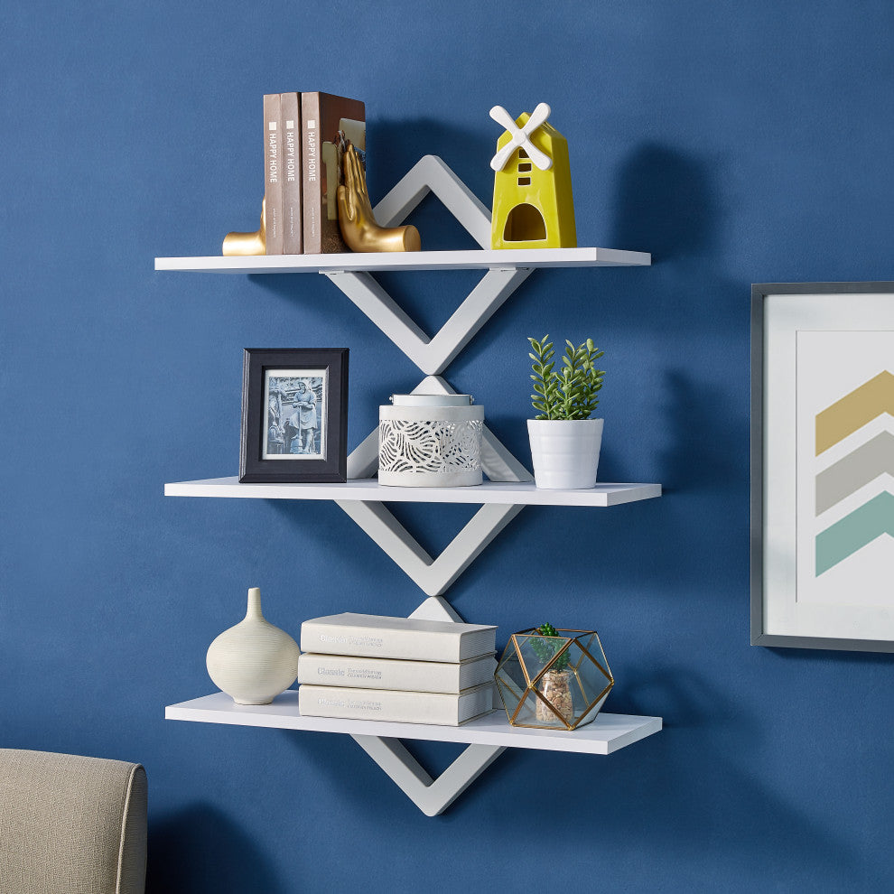 Diamonds 3 Level Shelving System, White