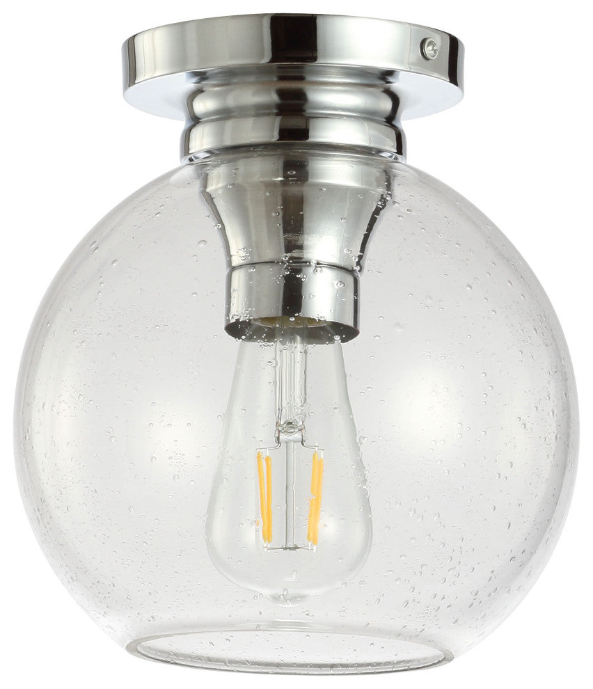 Atlas 7.75" Metal and Glass LED Flush Mount, Chrome