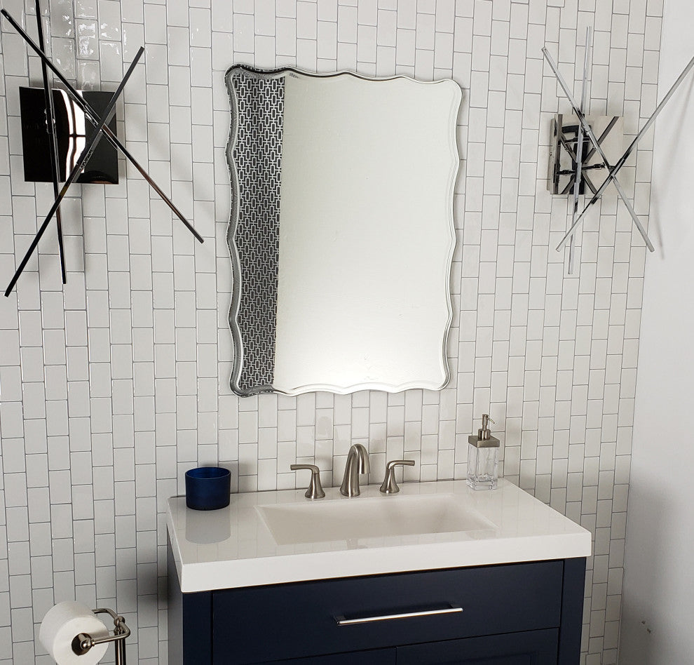Frameless Ridge Mirror, 28" X 22"