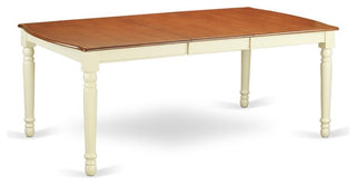 Dover Dining Room Table With 18" Butterfly Leaf, Buttermilk and Cherry Finish