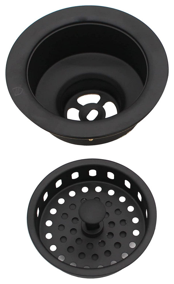 Post Style Large Kitchen Basket Strainer In Polished Chrome, Powder Coated Flat