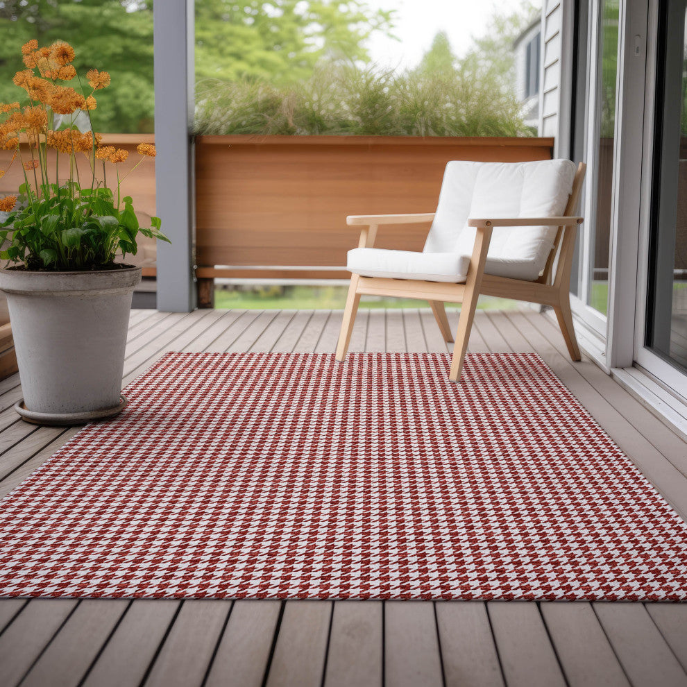 Indoor/Outdoor Hinton HN1 Red Machine Washable 10' x 14' Rug