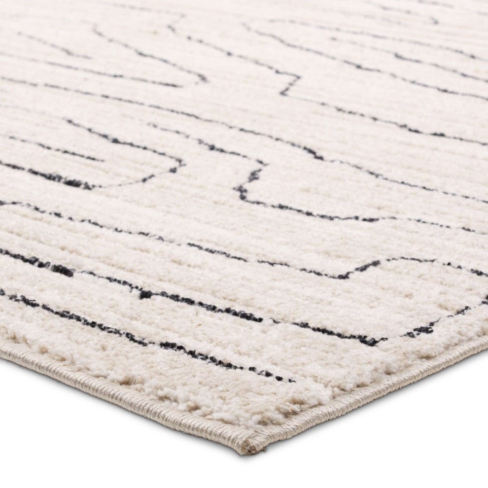 Label J Newlyn EVA01 Abstract Ivory Area Rug, 5'x8'