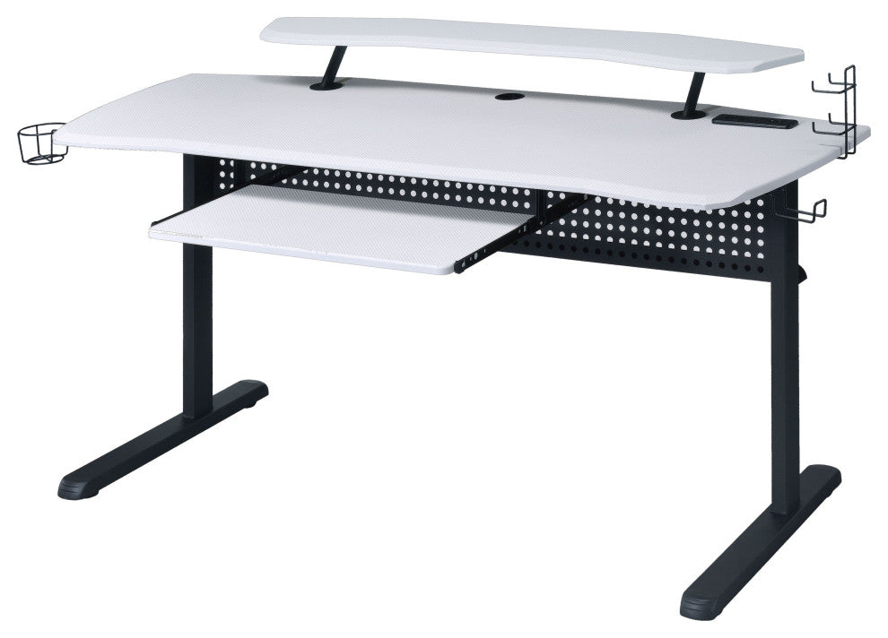 Acme Vildre Gaming Table With USB Port Black and White Finish
