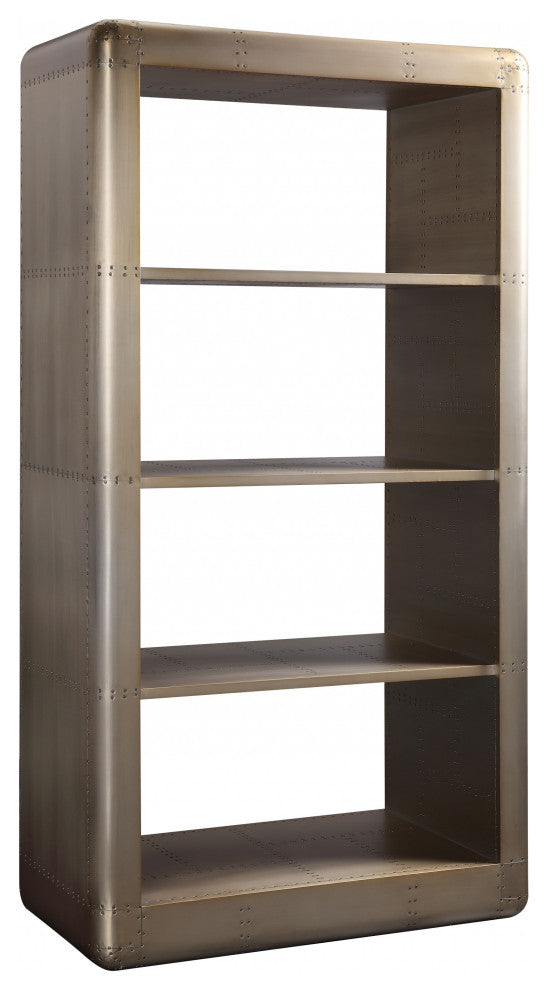 20" X 39" X 75" Gold Aluminum Engineered Wood Bookcase