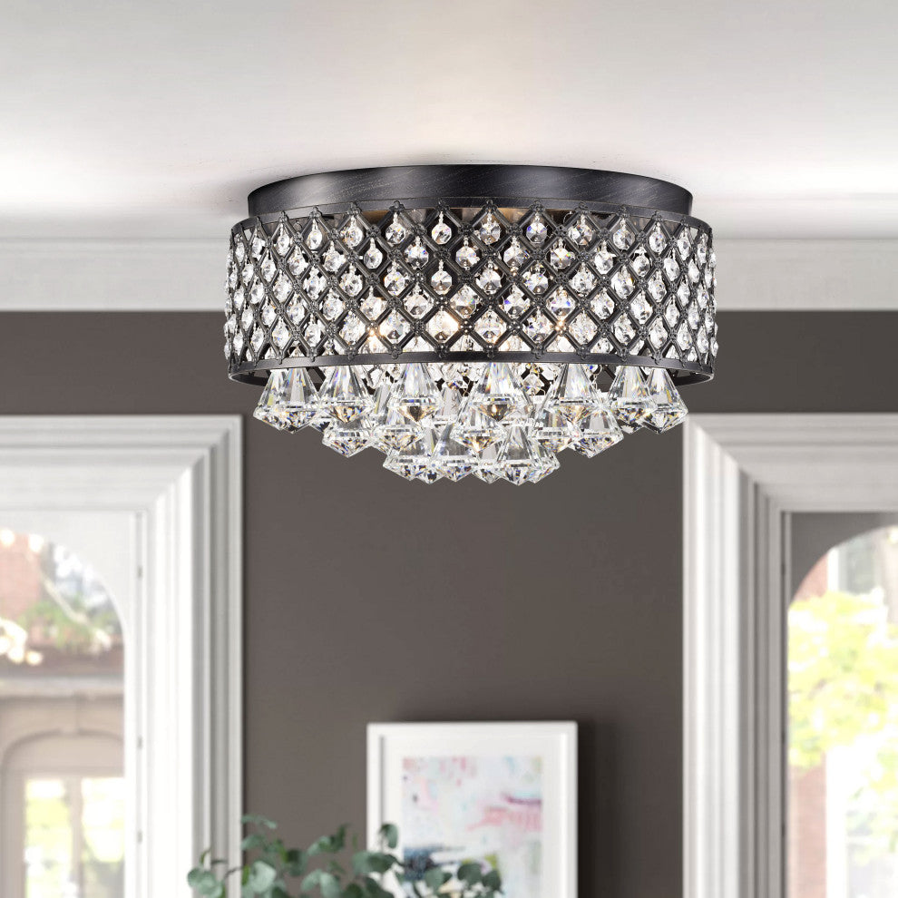 Chloe 4-light Antique Black Flush Mount Chandelier