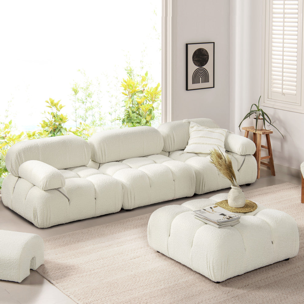 Marcel 109.5" Modular Sectional, Ivory White Boucle