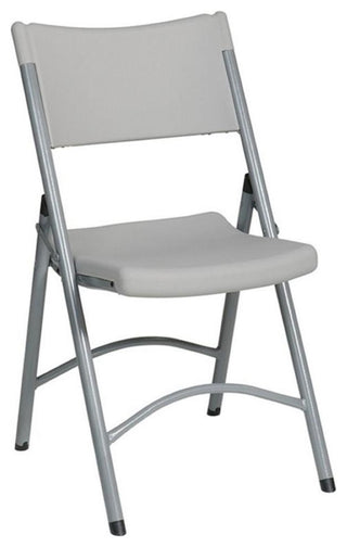 Light Gray Resin Folding Chair in Silver Set of 4