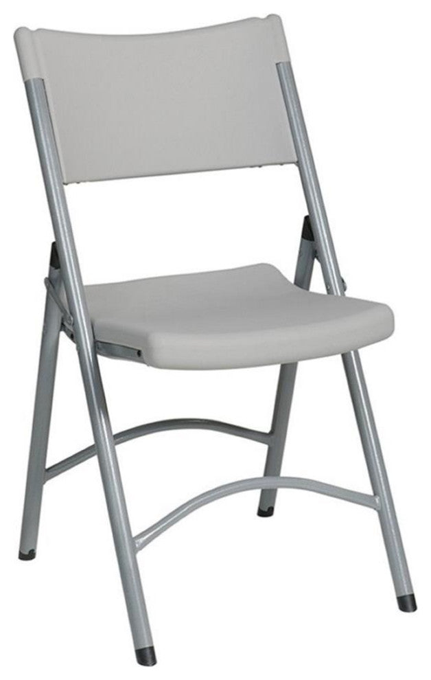 Light Gray Resin Folding Chair in Silver Set of 4