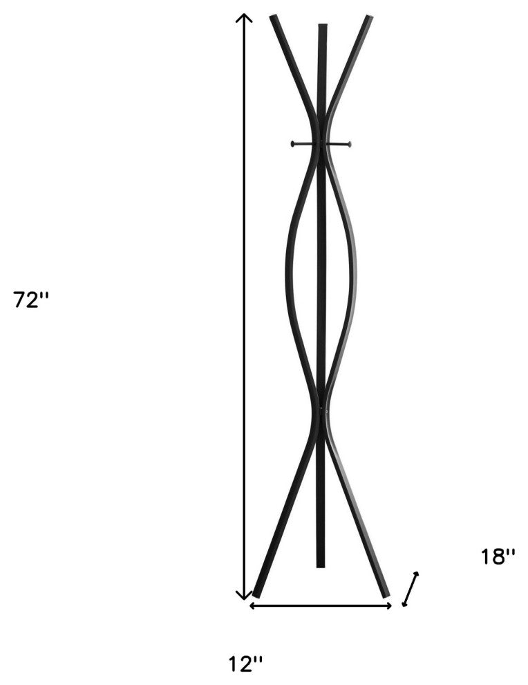 72" Black Metal Coat Rack