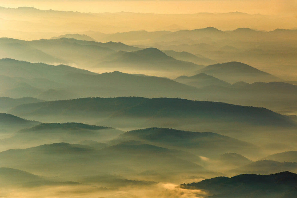 Foggy Mountain Layers at Sunset Landscape Photo Canvas Prints, 16" X 20"