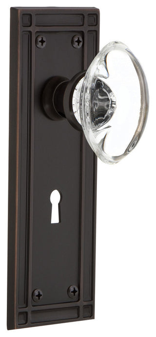Mission Plate With Keyhole Dbl Dummy Oval Clear Crystal Knob