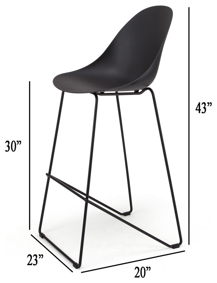 Seline Series ModernAccent Kitchen/Bar CounterStool w Black Steel Legs(Set of 2)