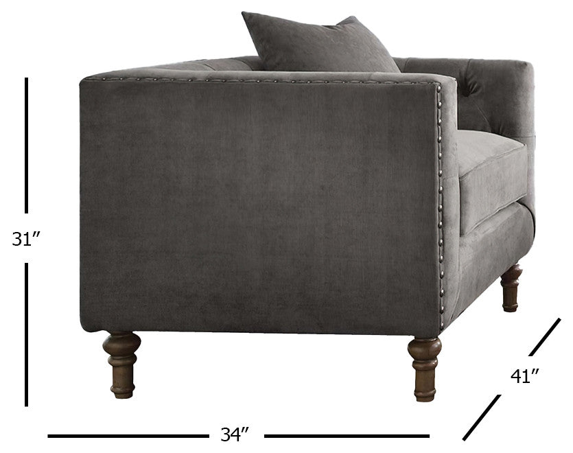 Sidonia Chair With 1 Pillow, Gray Velvet