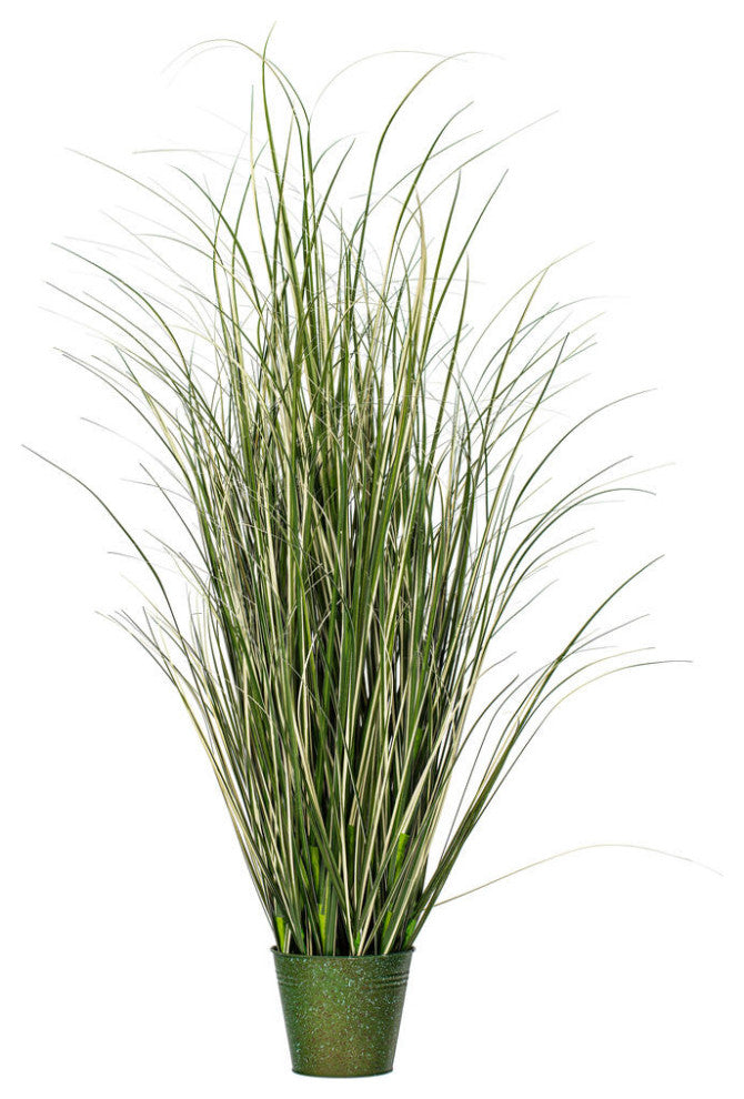 48" Native Green Grass In Iron Pot