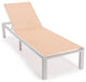 LeisureMod Marlin Patio Chaise Lounge Chair White Frame Set of 2, Light Brown