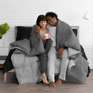 Reversible Bed-in-a-Bag, Light Gray/Gray Black, Cal King