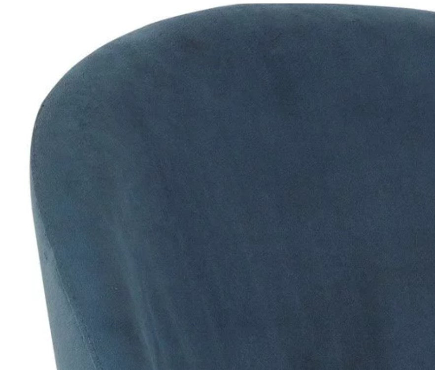 Comfortable Office Chair, Elegant Gold Base With Velvet Seat & Curved Back, Blue