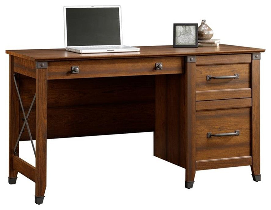 Sauder Carson Forge Engineered Wood Computer Desk in Washington Cherry