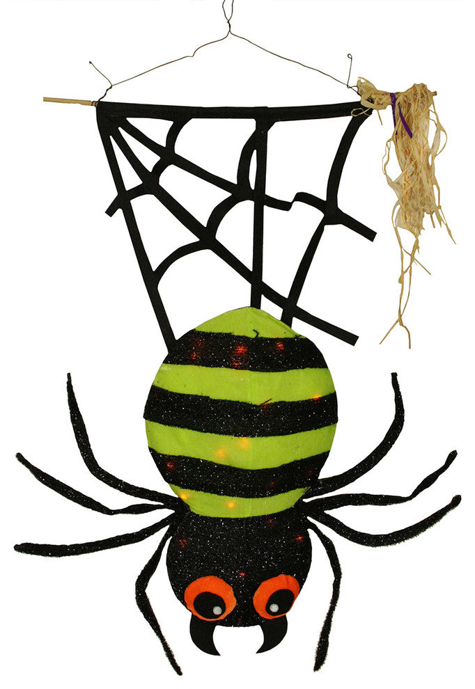 LED Striped Creepy Hanging Spider Halloween Decoration