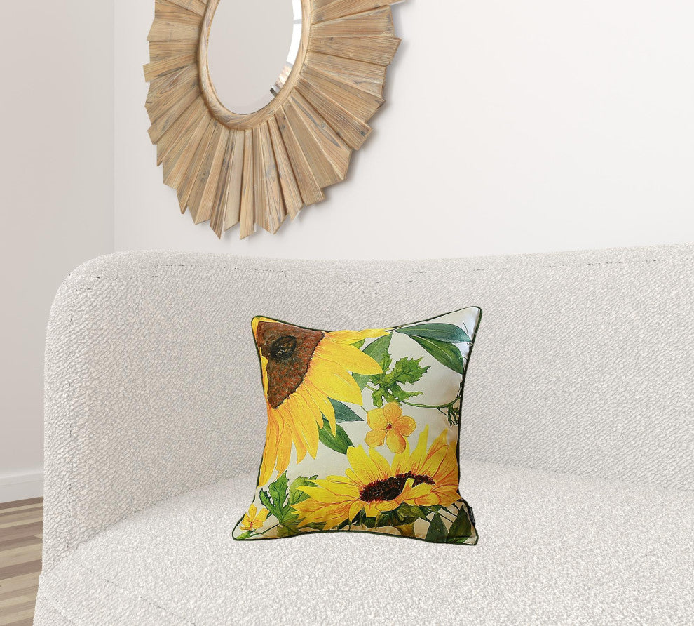 Set Of 2 18"  Autumn Leaves Throw Pillow Cover In Multicolor, Dark Green, Yellow