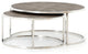 Four Hands Faux Shagreen 2-Piece Nesting Coffee Table Set, Stainless Steel