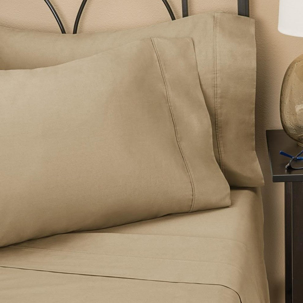 Beige Queen 4-Piece Bed Sheet Set