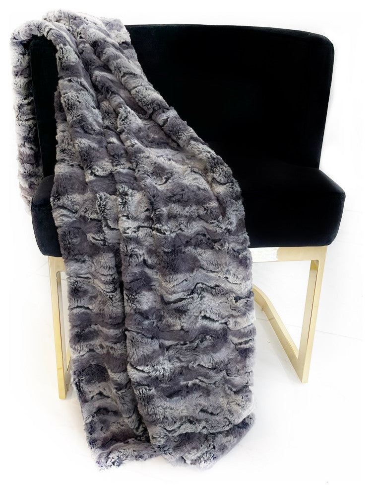 Metal Wild Rabbit Faux Fur Luxury Throw Blanket, Throw 36Wx60L