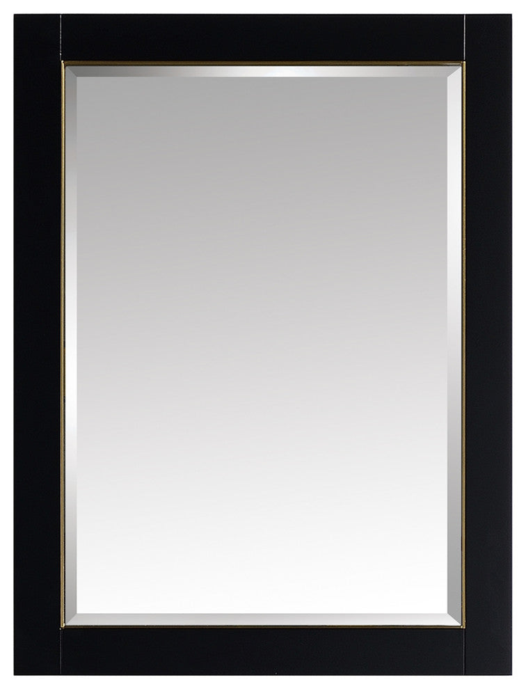 Mason 24" Mirror, Black With Gold Trim