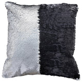 Decorative Mermaid Throw Pillow, Matte Silver/Matte Black, 14"x14"