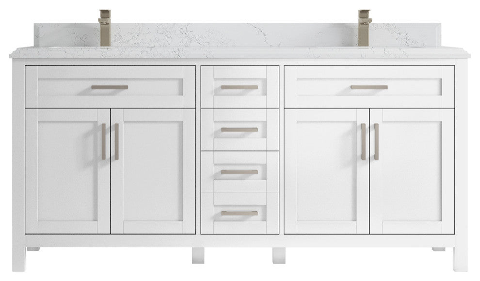Cambridge 72 Double Sink Bath Vanity in White 1.5" Empira Quartz
