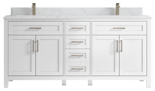 Cambridge 72 Double Sink Bath Vanity in White 1.5" Empira Quartz