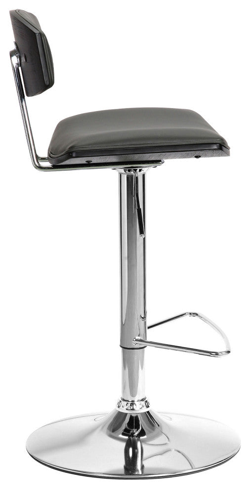 Gray Faux Leather Adjustable Chrome Base Swivel Bar Stool