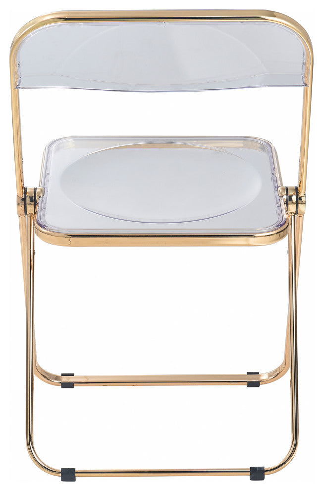 Lawrence Acrylic Folding Chair With Gold Frame, Clear