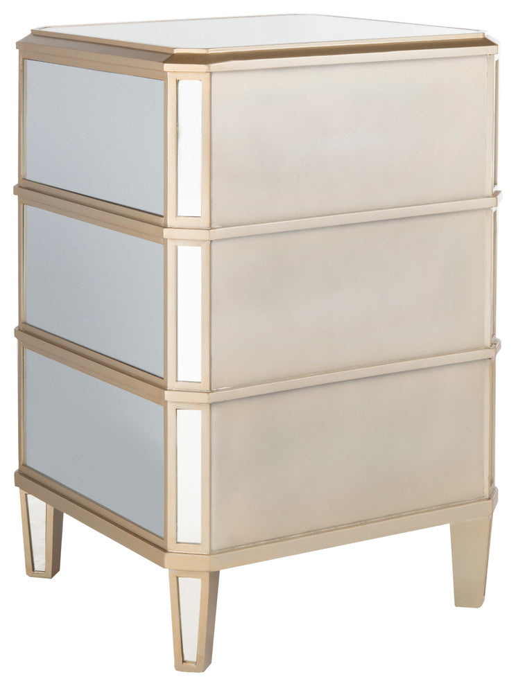 Safavieh Giana 3 Drawer Nightstand, Mirror